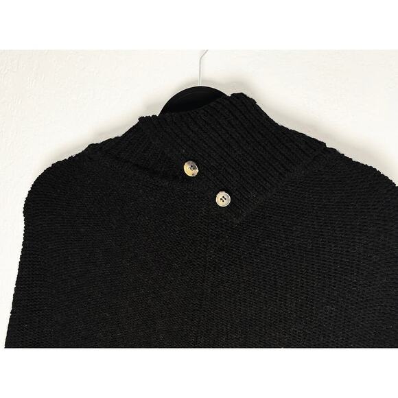 A.P.C. Rue Madame Paris Women's Italian Merino Wool Turtleneck Poncho Fringe Hem - Picture 4 of 8